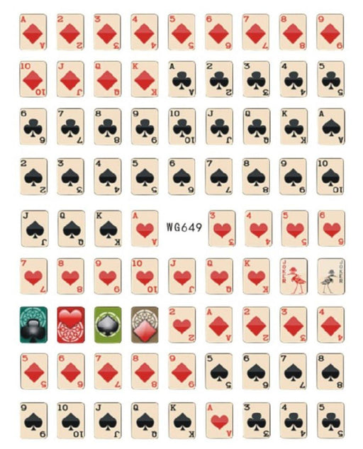 WG649 Playing Cards Nail Stickers - NSI NZ Ltd