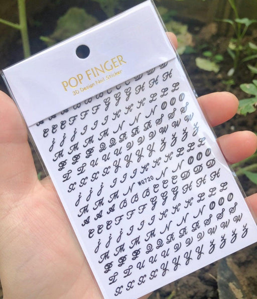 WG720 Black Letter Nail Stickers - NSI NZ Ltd