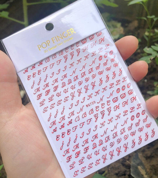 WG720 Red Letter Nail Stickers - NSI NZ Ltd