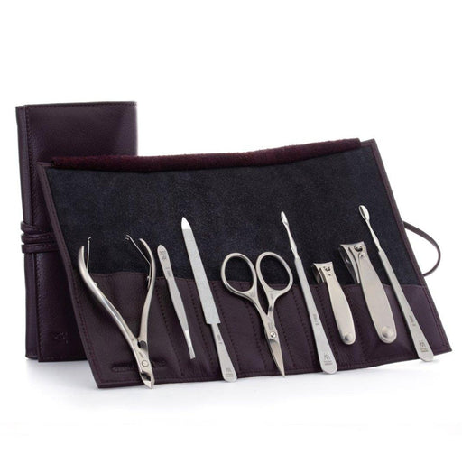 8 pc Surgical Stainless Steel Manicure Set in Roll-up Leather Case - NSI NZ Ltd