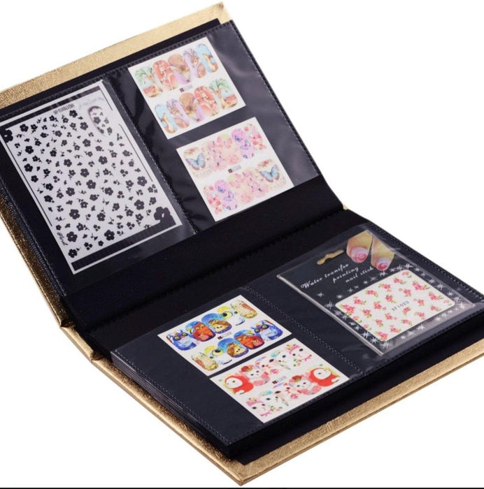 120 Slot Nail Sticker Display Book Gold