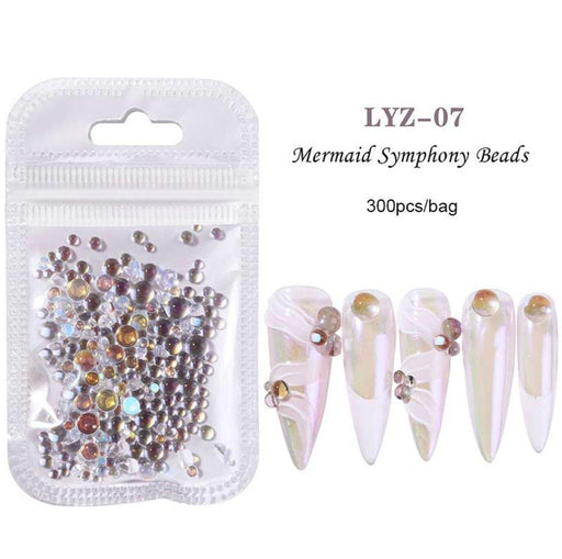 Mixed Sizes And Colors Mermaid Tears Glass Half Pearls Rhinestones For Nail  Art