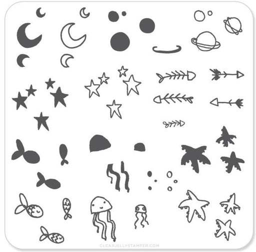 Sea and Stars Doodle (CjS-19) - Steel Stamping Plate