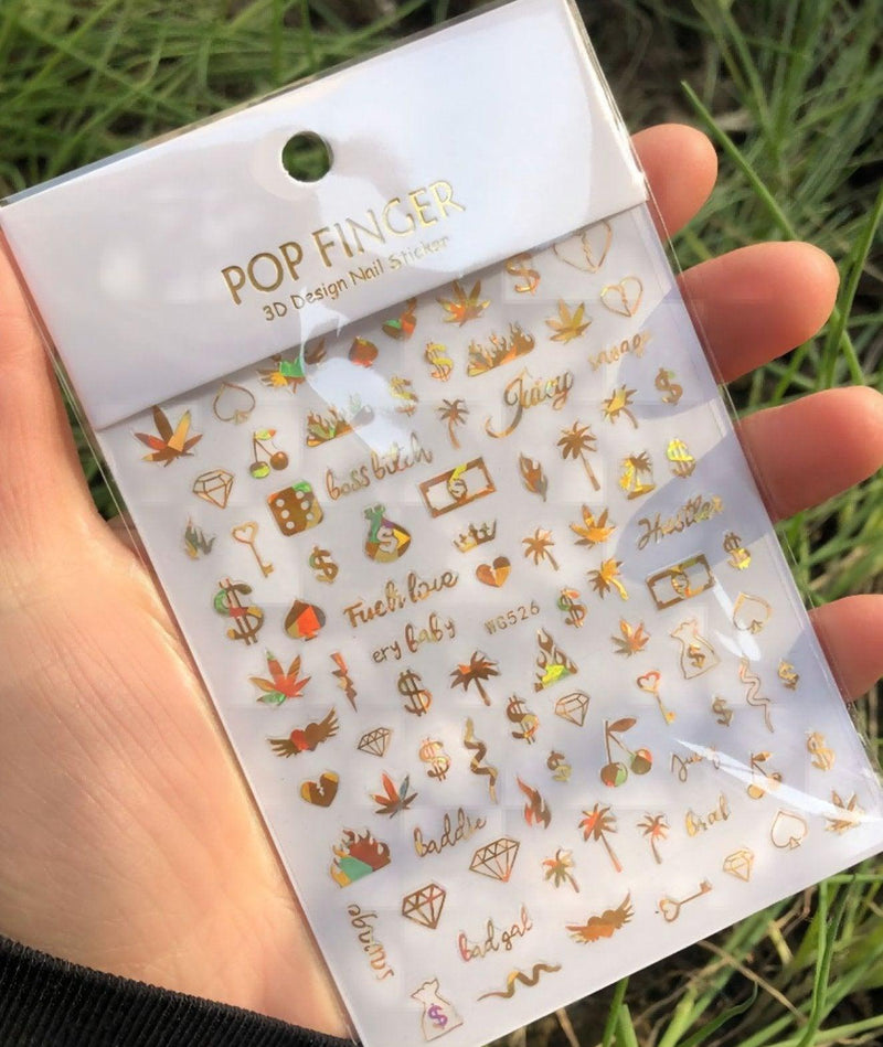 WG526 Gold Holo Nail Stickers - NSI NZ Ltd