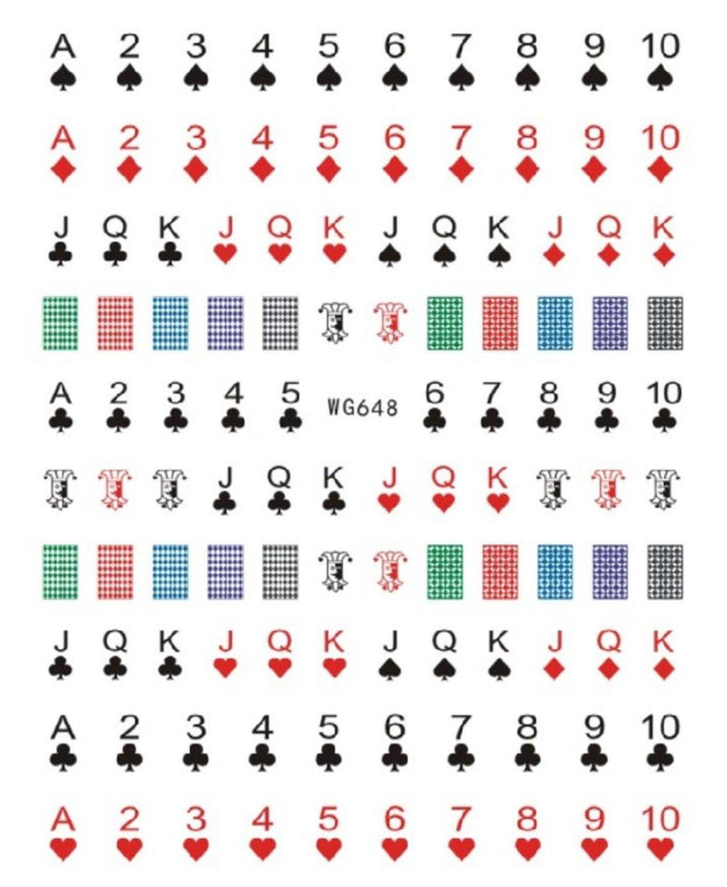 WG648 Playing Cards Nail Stickers - NSI NZ Ltd