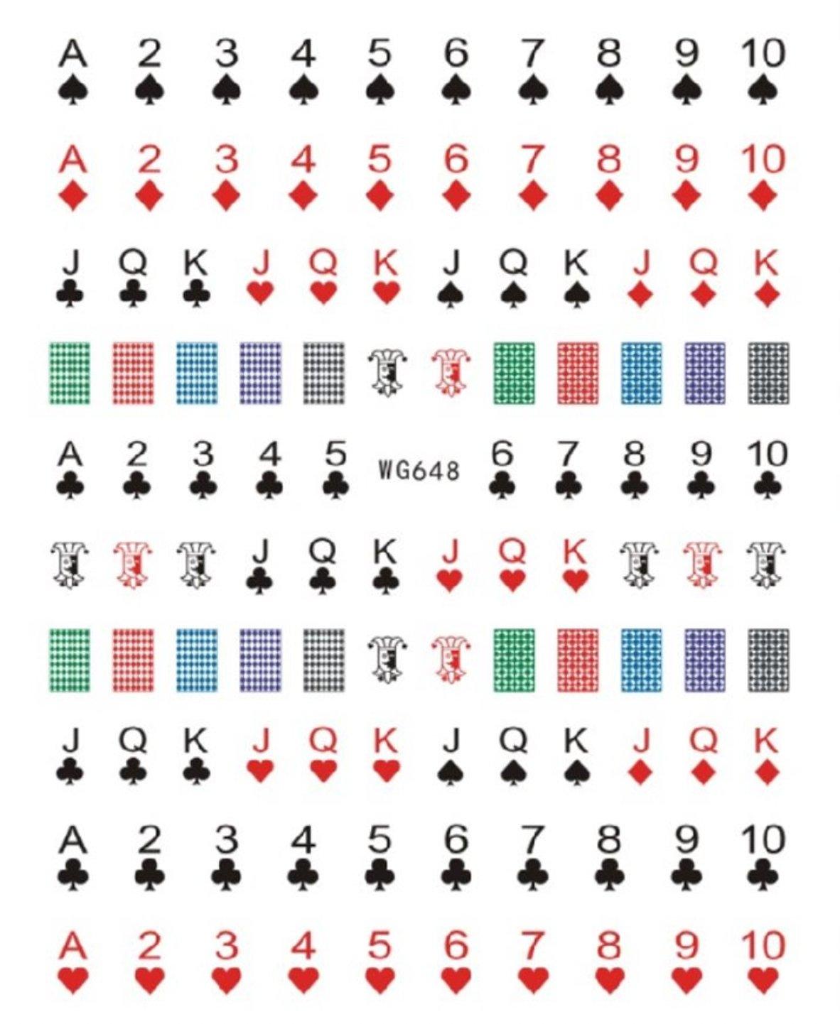 Playing Cards Nail Stickers WG648 | TCG Nail Art Stickers NZ — NSI NZ Ltd