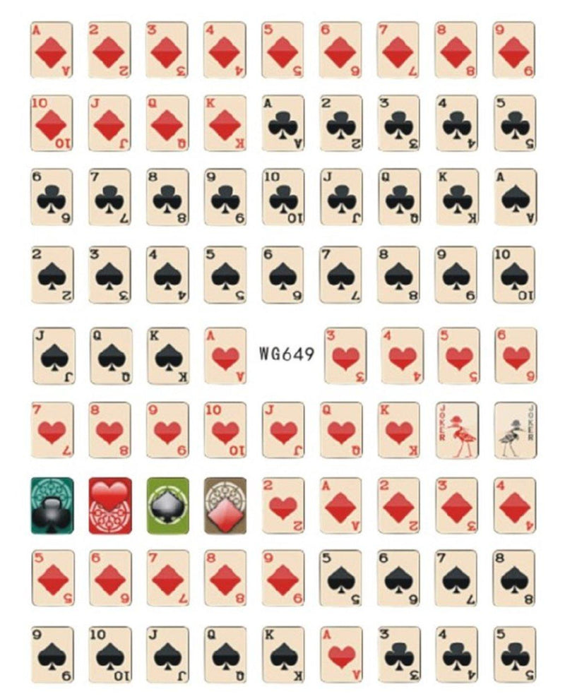 WG649 Playing Cards Nail Stickers - NSI NZ Ltd